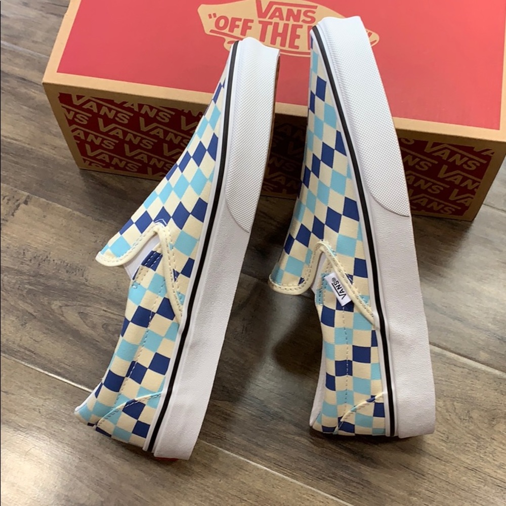 •Vans Classic Slip-On Checkerboard Blue Topaz wmns - Picture 14 of 16